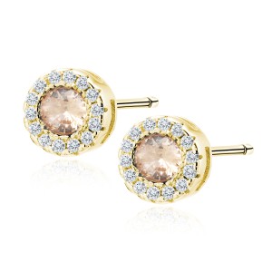 Cercei argint placati cu aur galben cu pietre Champagne DiAmanti Z1128EG_CH-DIA (Argint 925‰ 1,4 g.)